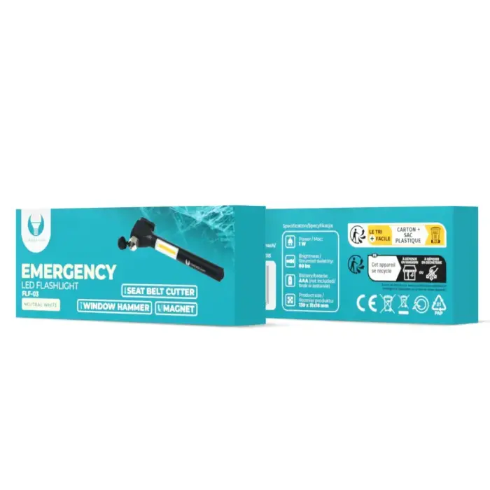 Forever Light LED flashlight EMERGENCY with hammer and magnet 2xAAA COB FLF-03 Photo 7