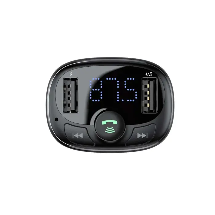 Baseus FM Transmitter T typed Bluetooth 2xUSB microSD (Black) Фото 6