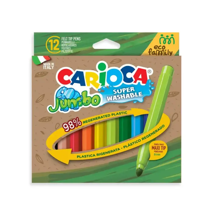 Flomasteri CARIOCA Jumbo EcoFamily, 12 krāsas Photo 2