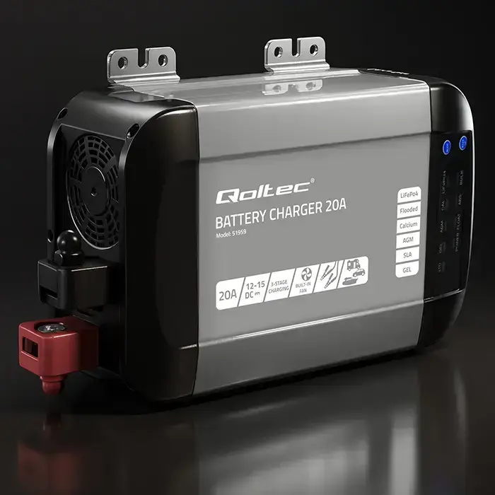 Qoltec Smart Monolith charger for LiFePO4 AGM GEL SLA batteries | 20A | 12V Photo 5