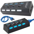Переходник (разветвитель) Fusion USB 3.0 на 4 x USB 3.0 | 5 Гбит|с с отдельными кнопками включения и выключения черный Фото 1