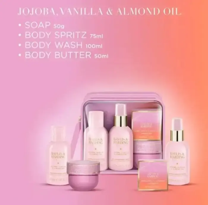 Baylis & Harding Jojoba, Vanilla & Almond Oil Travel Wash Bag Giftset in Clear Photo 3