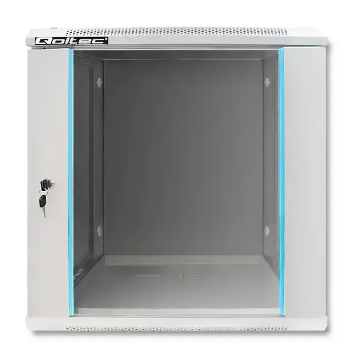 Qoltec RACK Cabinet 19" | 12U | 600 x 635 x 450 | Tempered doors | Hanging | Steel case | Lock | Grey Foto 5