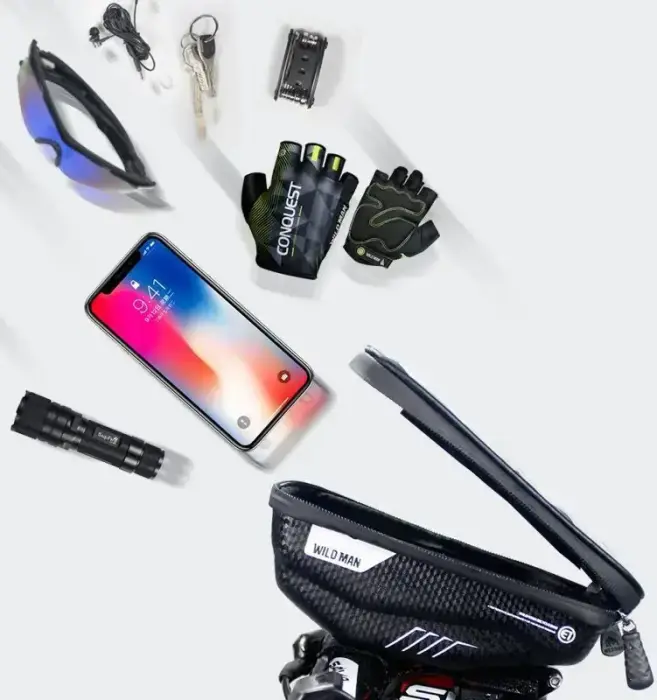 WILDMAN traveling bag for bike handlebars with zipper 1L (4 "- 7") E1 black Photo 4