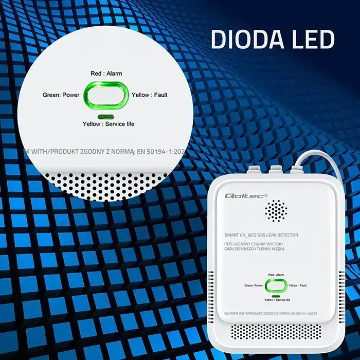 Qoltec Certified wireless Gas Leak (CH4) and Carbon monoxide (CO) detector | alarm 85dB | LED Фото 8