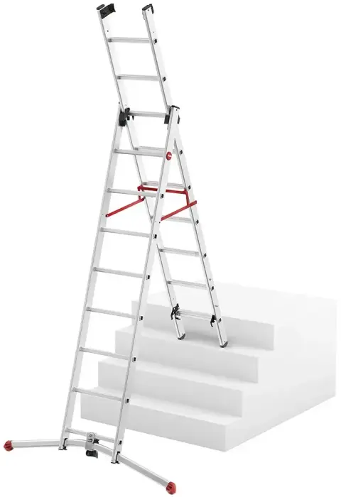 Combination stairs S100 Hailo ProfiLOT / aluminium / 2x9+1x8 steps Photo 2