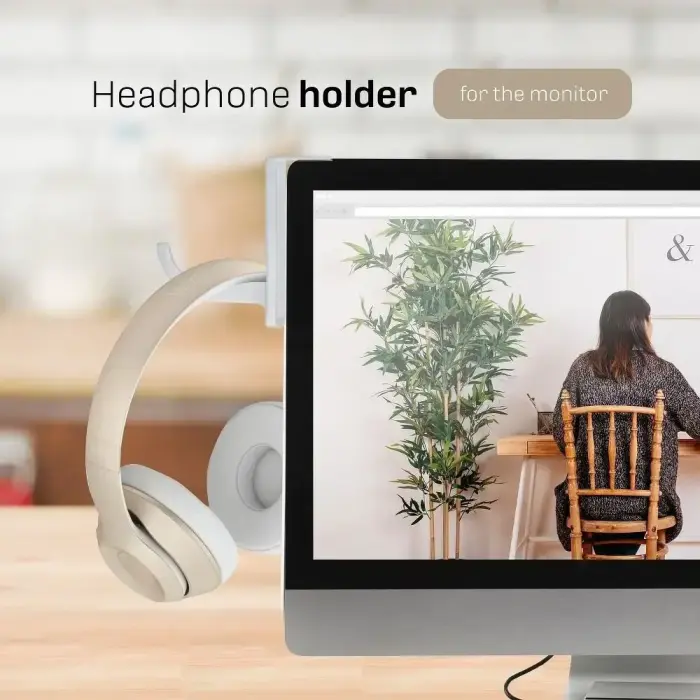 Headphone holder for the monitor white Фото 3