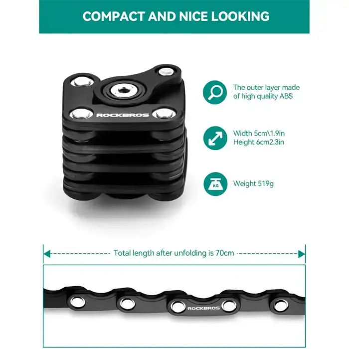 Rockbros WD795 foldable bicycle lock - black Foto 3