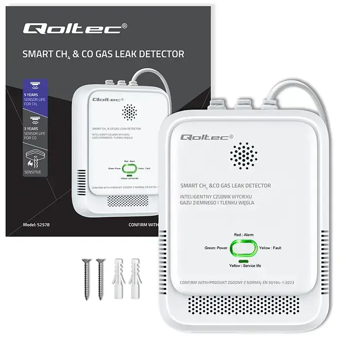 Qoltec Certified wireless Gas Leak (CH4) and Carbon monoxide (CO) detector | alarm 85dB | LED Фото 15