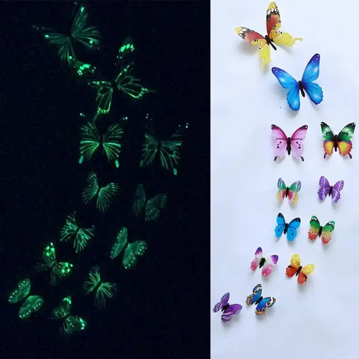 Fusion fluorescējošās uzlīmes guļamistabai "Butterfly" 12 gab (mix) Foto 2