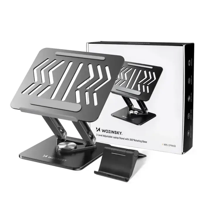 Wozinsky WRS-CPY84SB 360 Aluminum Laptop and Tablet Stand + Free Smartphone Stand - Black Фото 32
