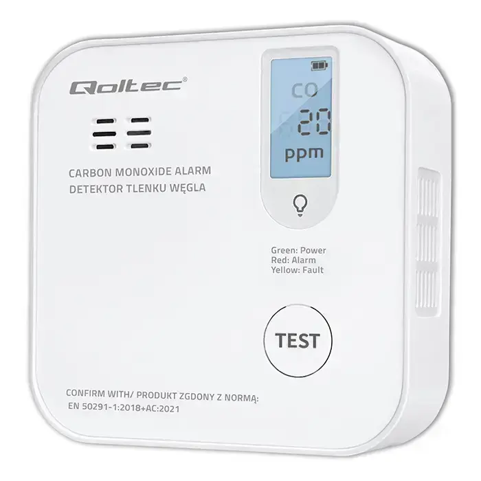 Qoltec Certified wireless Carbon monoxide (CO) sensor with battery | sensor service life 10 years | alarm 85dB | LED Foto 17