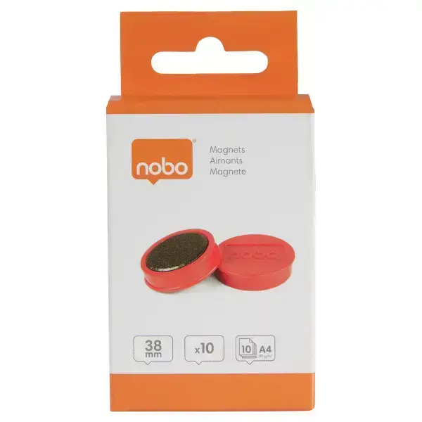 Magnētiskās tāfeles magnēti Nobo 10 paciņās 38mm sarkani 1.5kg Photo 6