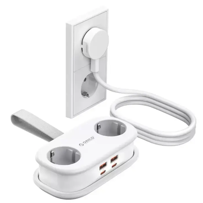 Orico AP3 20W GaN 5in1 Power Strip 2x AC + 2x USB-A + 1x USB-C - White Foto 2