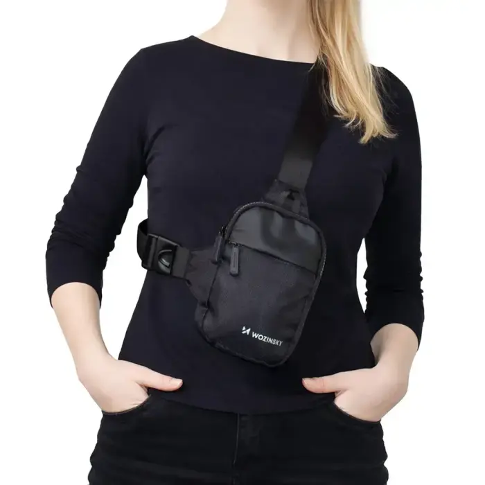 Wozinsky WMS-W1 Unisex Mini Shoulder Bag Waterproof Dual-Compartment for Phone - Black Photo 15