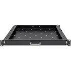 Qoltec Solid steel mount shelf with handle for RACK | 600*600 | Pull-out | Black Photo 1