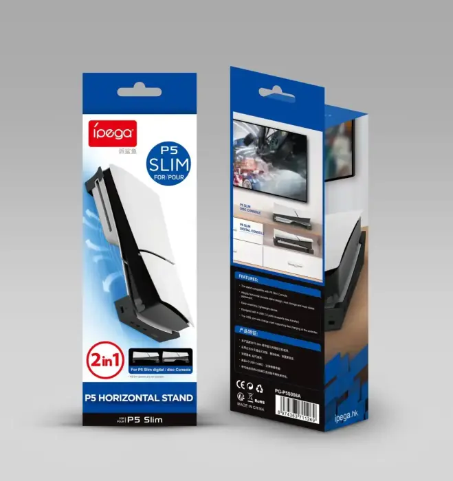 iPega P5S008A Horizontal Stand with USB HUB for PS5 Slim/PS5 Pro Black Photo 2