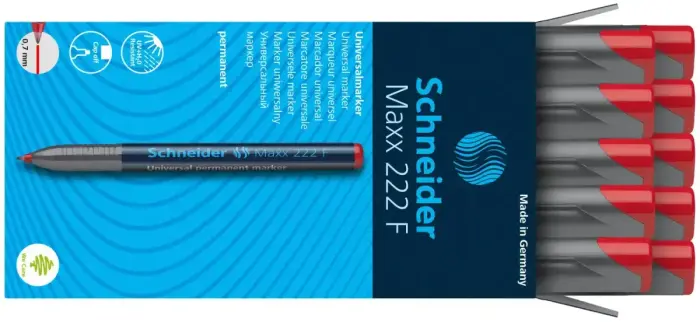 Noturīgais marķieris SCHNEIDER kodoskopa plēvēm OHP Maxx 222F, 0.7mm, sarkans Photo 7