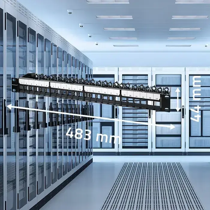 Qoltec Solid steel patch panel for 19'' rack | 24 ports | 1U | UTP | Black Foto 5