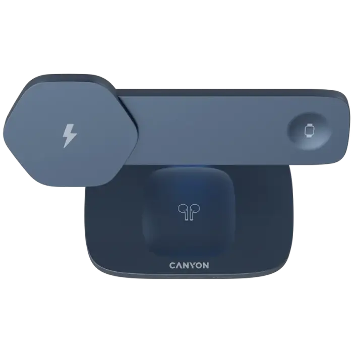 CANYON Wireless Charging Station Hexagon 310 3in1 DarkGrey/Blue Foto 3