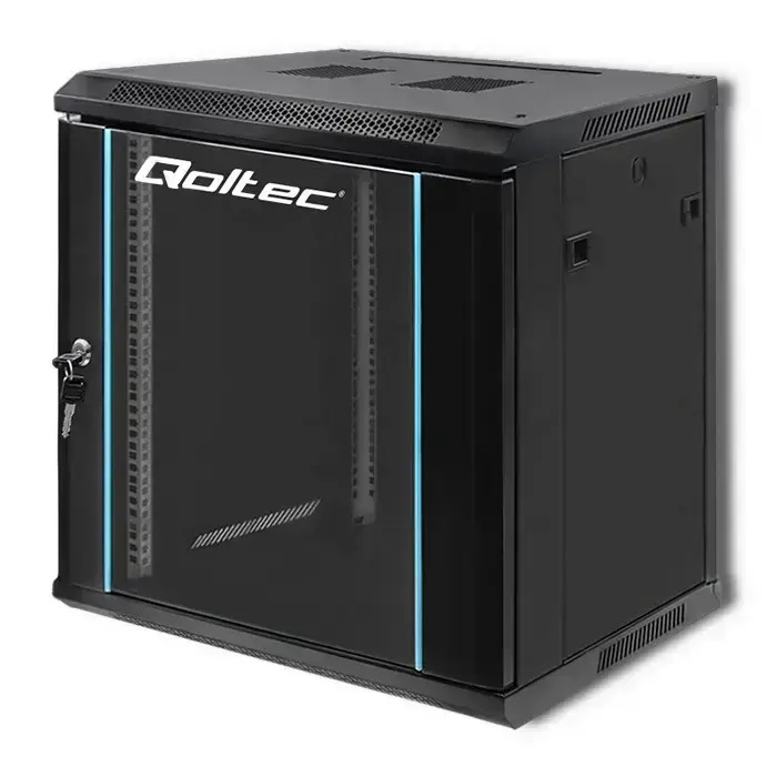 Qoltec RACK Cabinet 19" | 12U | 600 x 635 x 450 | Tempered doors | Hanging | Steel case | Lock | Black Foto 13