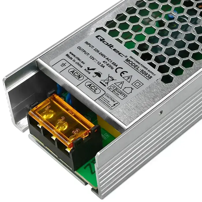 Qoltec LED Driver IP20 150W | 12V | 12.5A | Slim case Фото 4