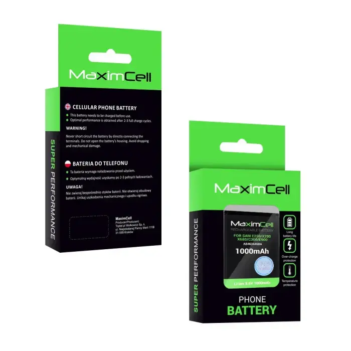 Maximcell Battery for Samsung E250/X200/X680/C300/E900 (AB463446BA) 1000mAh Li-ion Photo 2