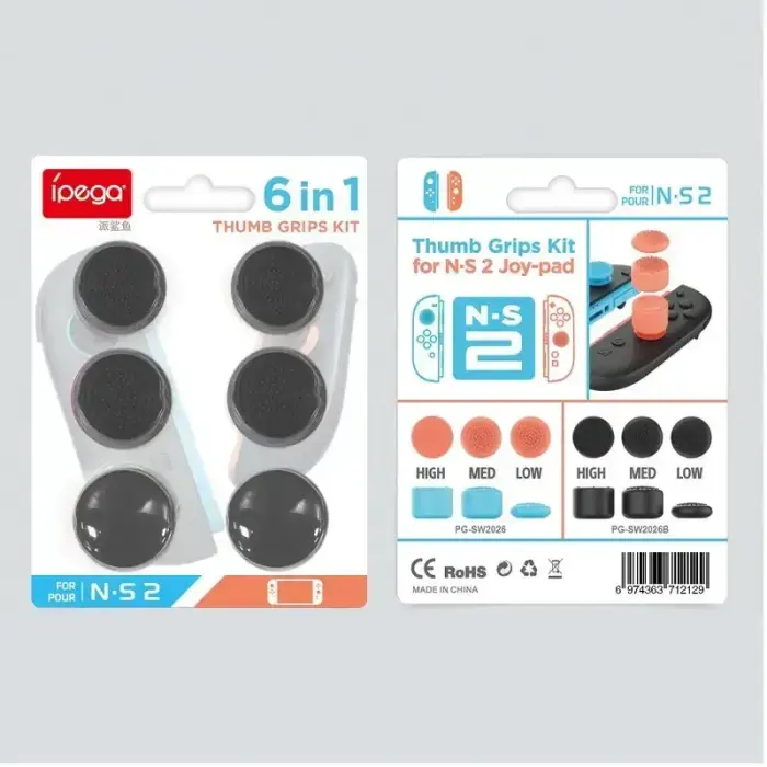 iPega SW2026B Thumb Grips JoyCon Controller for Nintendo Switch 2 6pcs Black Photo 4