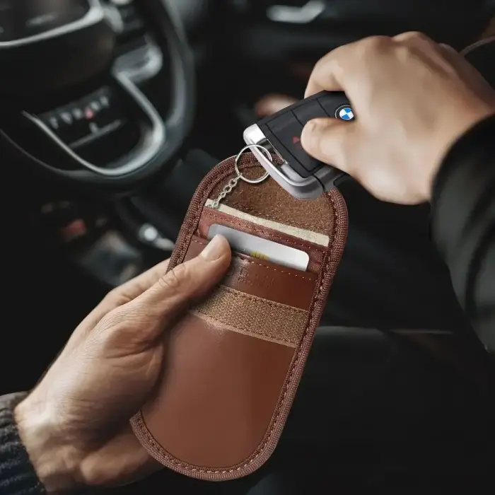 KLATKA FARADAYA TECH-PROTECT KLR100 POUCH KEYLESS RFID SIGNAL BLOCKER CASE ESPRESSO Foto 5