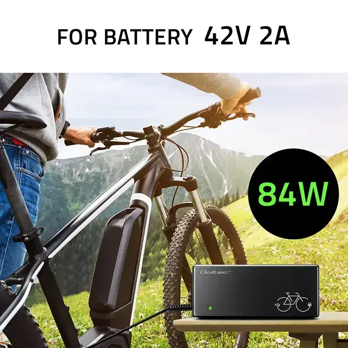 Qoltec Fast Charger for e-bike 36V | 42V | 2A | Mi4 Magnetic TIP +power cable Foto 2