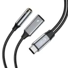 Tech-Protect UltraBoost USB-C (male) PD 60W 6A | mini jack 3.5mm (female) - USB-C (female) cable - black Photo 1