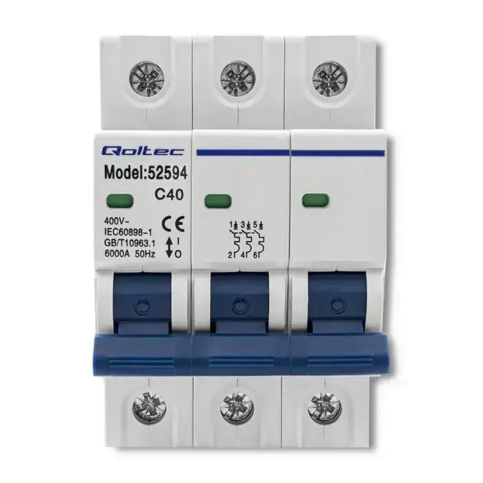 Qoltec Overcurrent Circuit Breaker C40 | Fuse | AC| 40A | 3P Foto 7