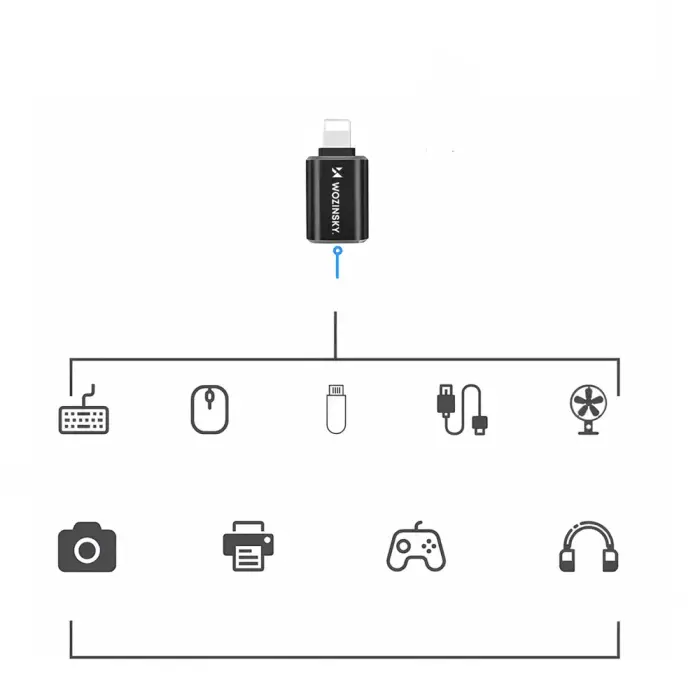Wozinsky WALA-01 Lightning to USB-A OTG Adapter - Black Фото 8