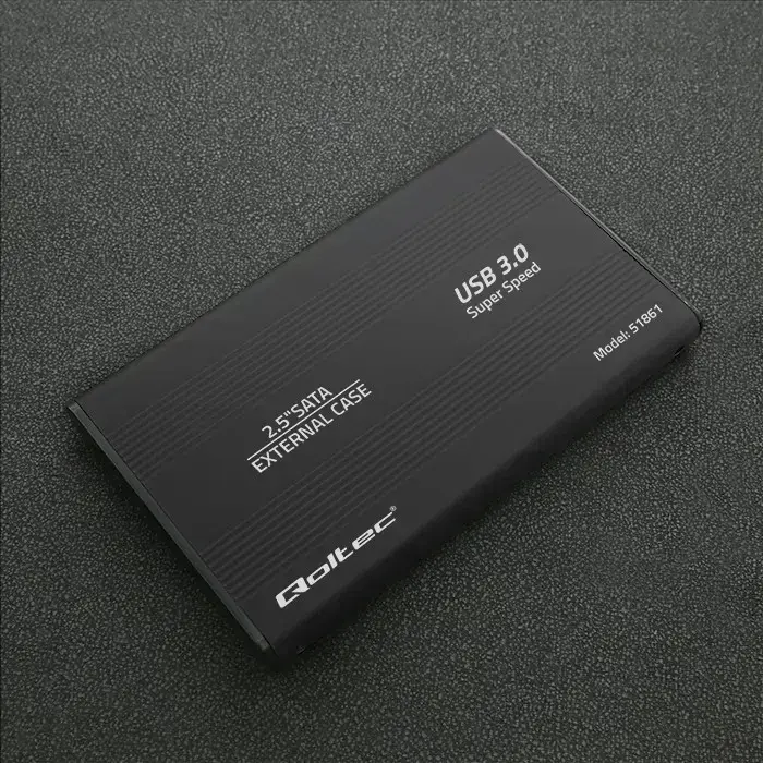 Qoltec Aluminium External Hard Drive Case HDD SSD 2.5'' SATA3 | USB 3.0 | Black Photo 5