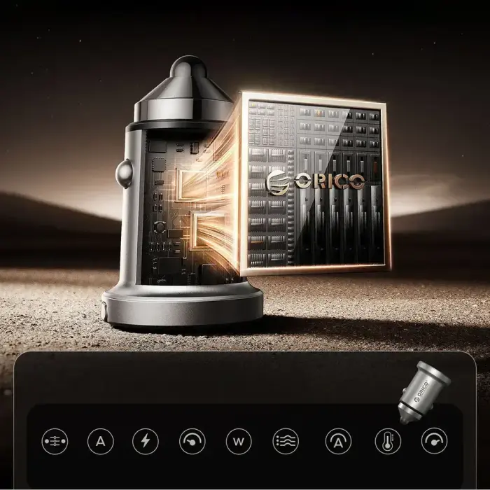 Orico MiniRing Pro 45W USB-A + USB-C Car Charger - Silver Foto 6
