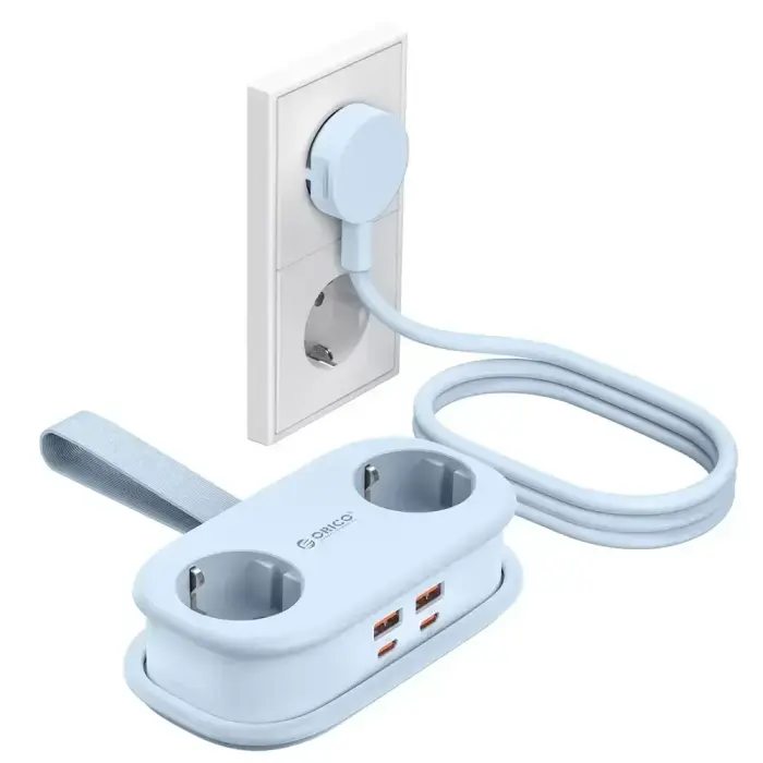 Orico AP3 65W GaN 6in1 Power Strip 2x AC + 2x USB-A + 2x USB-C - Blue Photo 2