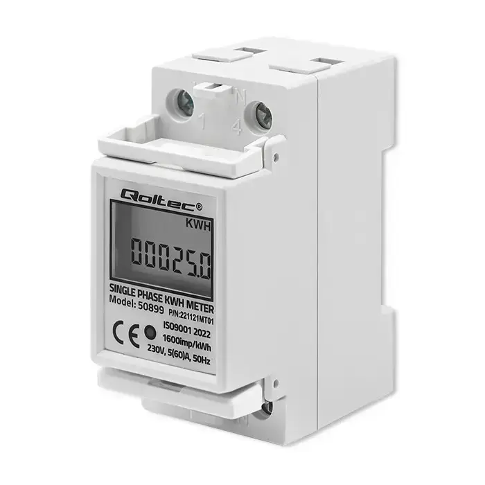 Qoltec Single phase electronic energy consumption meter | 230 V | LCD | 2P | DIN rail Foto 9