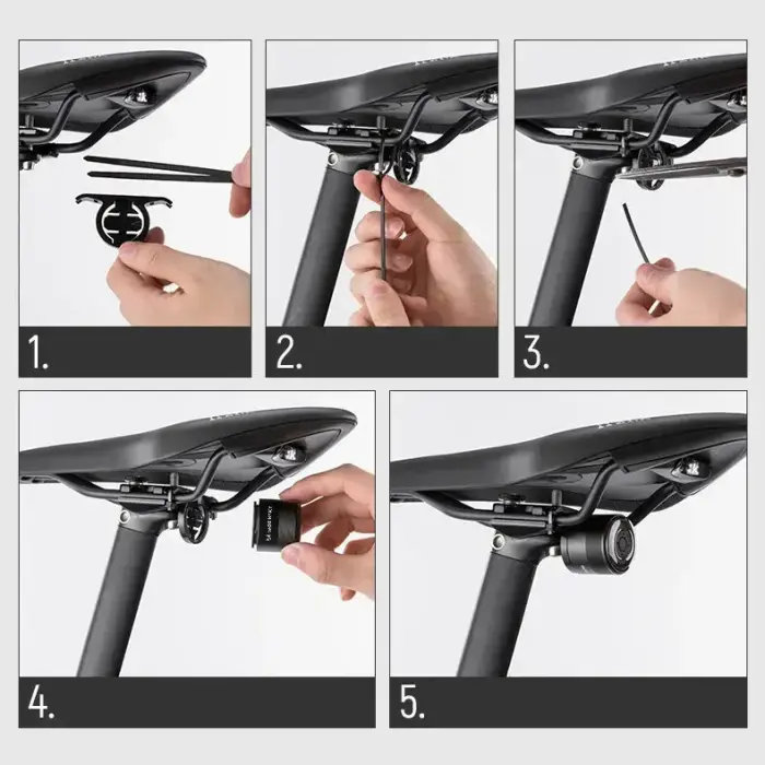 Wozinsky LED aizmugurējais velosipēda lukturis ar mikro USB sarkanā gaisma 5 režīmi melns (WRBLB2) Foto 5