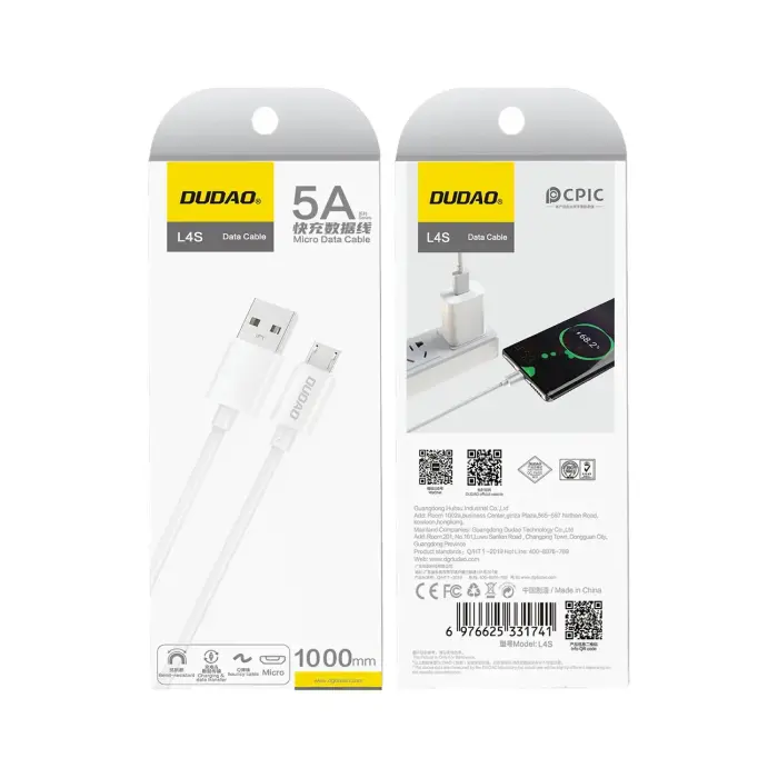 Dudao L4SM data transfer and charging cable | USB-A to Micro USB | 10W | 1m | white Photo 2