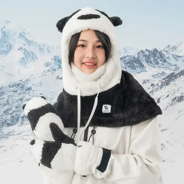 Qunature Panda Ski Gloves for Kids and Adults Size S - Black/White Фото 4