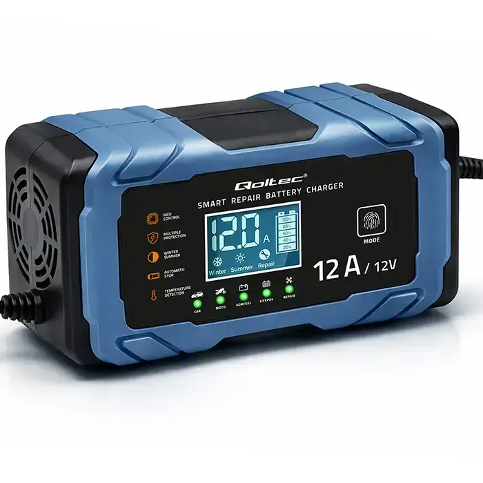 Qoltec Intelligent microprocessor charger 12V 12A | Rectifier with repair function | AGM GEL LiFePO4 | 9-stage charging  Foto 6