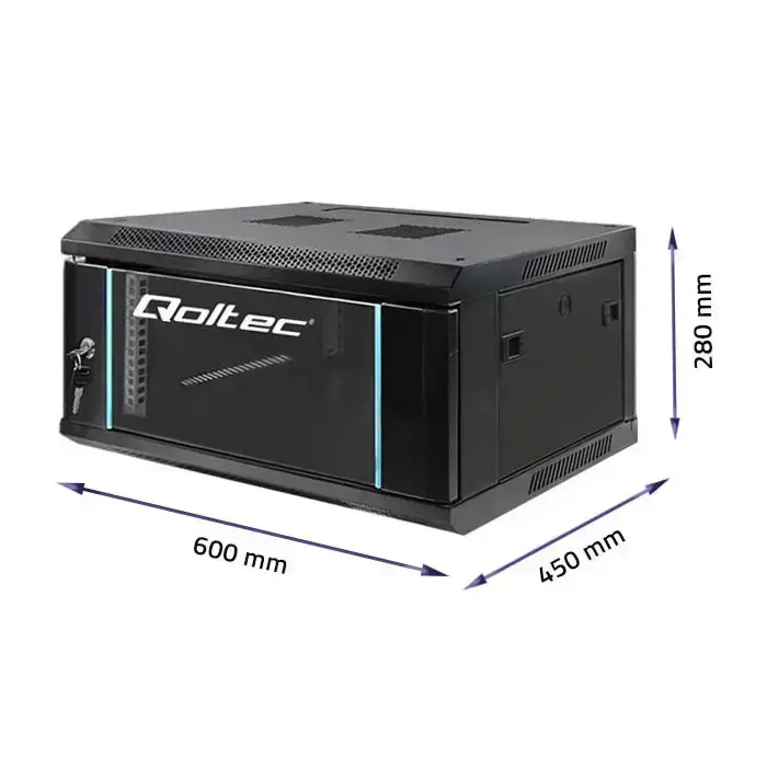 Qoltec RACK Cabinet 19" | 4U | 600 x 280 x 450 | Tempered doors | Hanging | Steel case | Lock | Black Foto 5