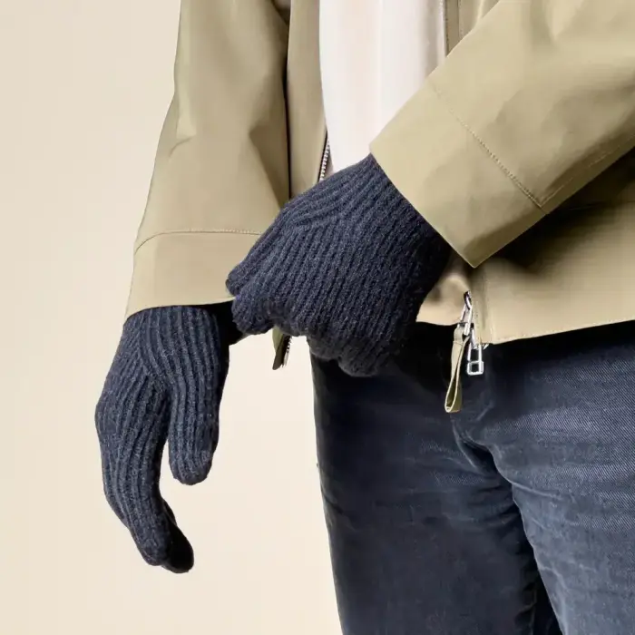 Braided telephone gloves with cut-outs for fingers - black Фото 4