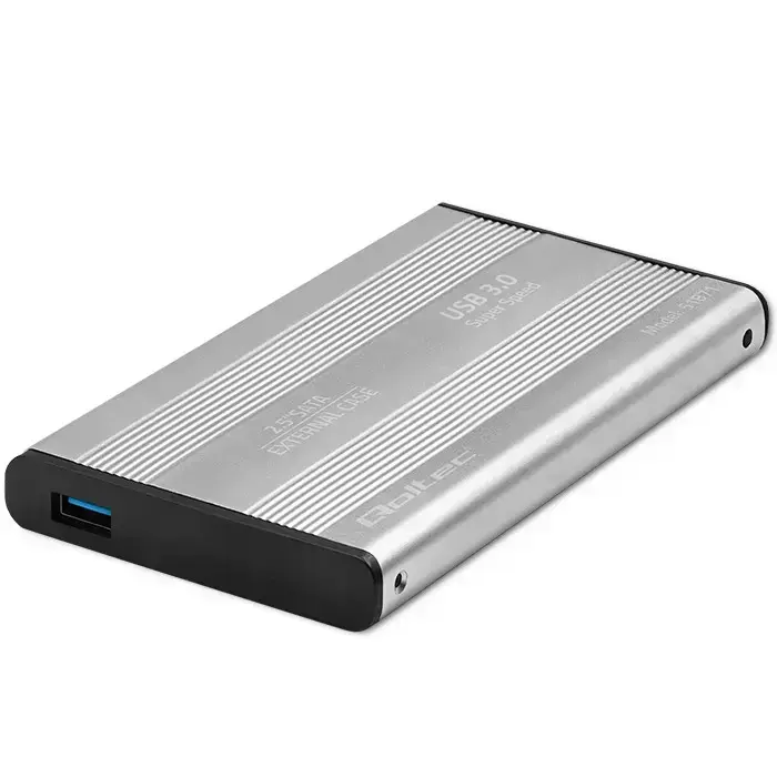 Qoltec Aluminium External Hard Drive Case HDD SSD 2.5'' SATA3 | USB 3.0 | Silver Foto 2