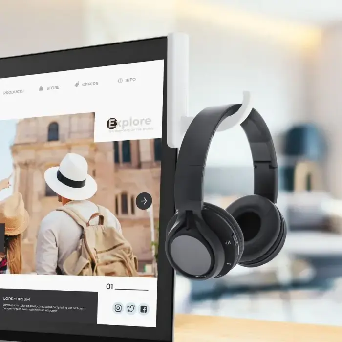 Headphone holder for the monitor white Фото 2
