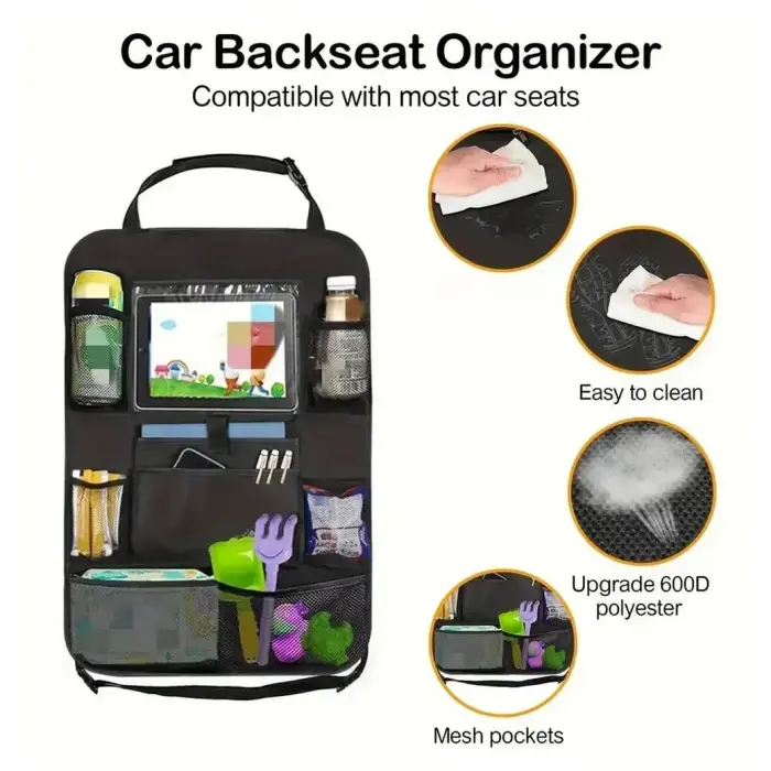 Car organizer for front seats with compartments beige Foto 5