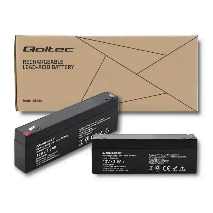 Qoltec AGM battery | 12V | 2.3Ah | Maintenance-free | Efficient| LongLife | for UPS, scale, cash register Фото 7