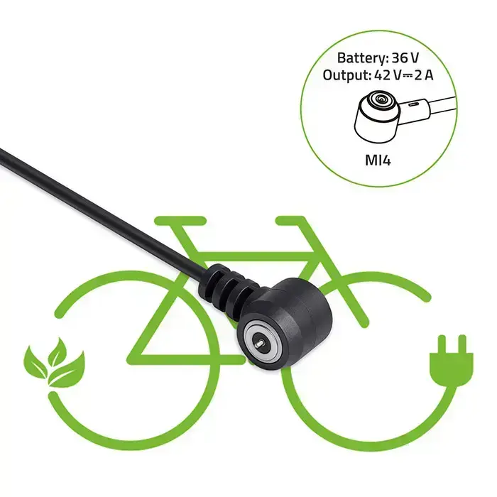 Qoltec Fast Charger for e-bike 36V | 42V | 2A | Mi4 Magnetic TIP +power cable Foto 7
