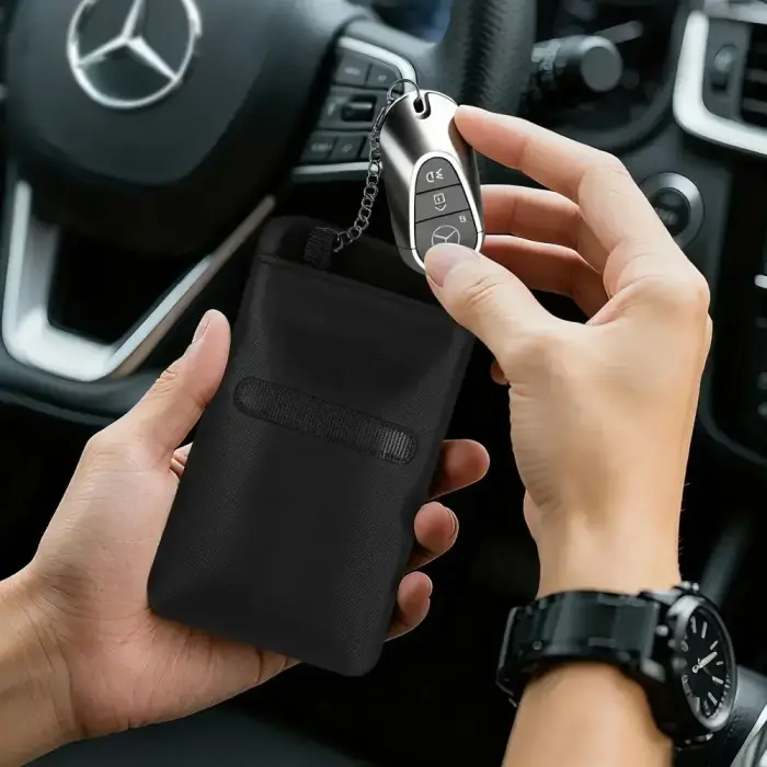 KLATKA FARADAYA TECH-PROTECT KLR400 POUCH KEYLESS RFID SIGNAL BLOCKER CASE BLACK/BLACK Foto 7