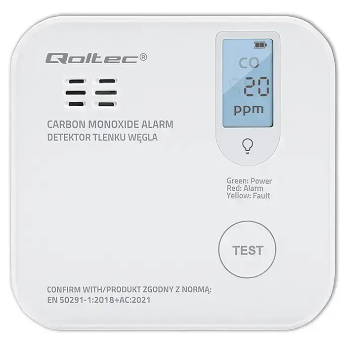 Qoltec Certified wireless Carbon monoxide (CO) sensor with battery | sensor service life 10 years | alarm 85dB | LED Foto 13